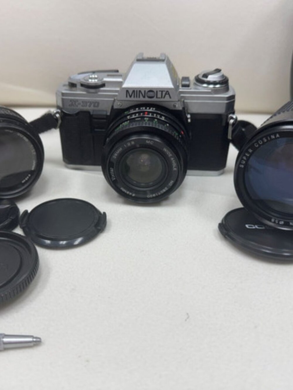 Minolta X-370 Film Camera + Lenses, Polarizer, Carry Case